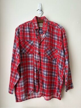 Vintage Red Plaid Button-Down Shirt